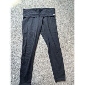 Y2K Victoria's Secret PINK Vintage MED Black Foldover Yoga Pants Skinny